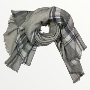 Women's Plaid Gray Scarf Onesize